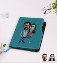 BK Gift Kişiye Özel Sevgililer Karikatürlü Turkuaz Termo Deri Defter-105