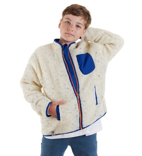Beyaz Kız ve Erkek Çocuk Unisex Peluş Mont