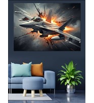 Savaşan Modern Jet Uçağı Dekoratif Kanvas - Mdf Ahşap Tablo