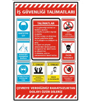 İş Güvelik Talimatı Sticker 20X28 Cm