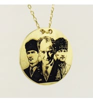 Gümüş 3 Resimli Atatürk Kolye (BG-KLY-008) (Altın)