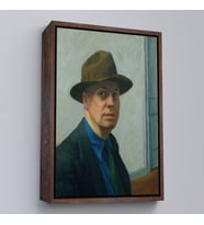 Çerçeveli Edward Hopper Tablosu - Self Portrait (Altın)