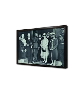Atatürk Amanullah Han ve İsmet İnönü Çerçeveli Cam Tablo