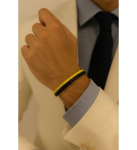 Sarı Lacivert Taraftar Bileklik – Unisex Deri Spor Bileklik Erkek Kadın