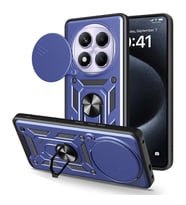 Redmi Note 14 Pro 4G Kılıf Magnetik Standlı Kamera Korumalı Sürgülü Vega Kapak (Mavi)