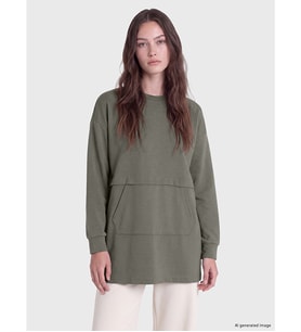 LCW Modest Yeşil Soft Touch Kadın Sweatshirt Tunik