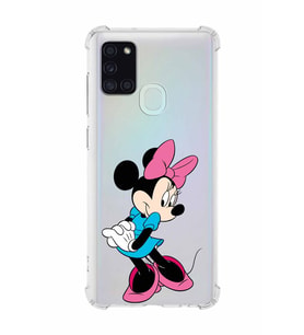 Samsung Galaxy A21s   Köşe Korumalı Antişok Kapak Minnie Mouse Tasarımlı Şeffaf  Kılıf