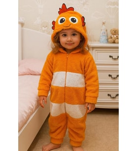 Welsoft Peluş Balık Nakışlı Kız Erkek Unisex Çocuk Uyku tulumu , Balık Kostümü