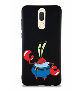 Huawei Mate 10 Lite Soft Premier Kapak Bay Yengeç Tasarımlı Silikon Kılıf - Siyah (Şeffaf)