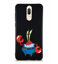 Huawei Mate 10 Lite Soft Premier Kapak Bay Yengeç Tasarımlı Silikon Kılıf - Siyah (Şeffaf)