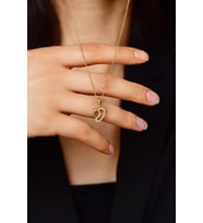 Zirkon Taşlı Gold Anne Bebek Ayak İzi Gümüş Kolye