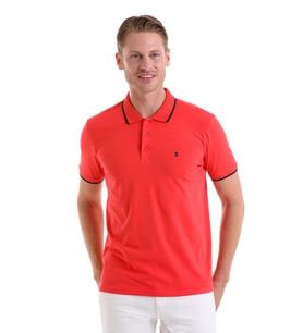 Hatemoğlu Nar Cicegi Regular Fit Düz %100 Pamuk Polo Yaka Tişört (Nar Çiçeği)