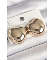 Pirinç Gold Renk Bombe Kalp Model Kadın Küpe 5886 - HPSBYI3779-1833