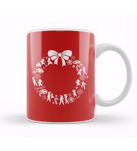 Dragon Ball Z Christmas Wreath Pattern Kupa Bardak Porselen