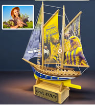 Kişiye Özel Ahşap Gemi Maketi ve Size Özel Fotoğraflı Hediye Seti (Model 2)