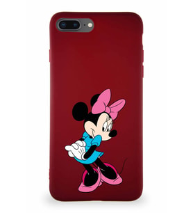 Apple iPhone 7 Plus Soft Premier Kapak Minnie Mouse-F Tasarımlı Silikon Kılıf - Mürdüm (Şeffaf)
