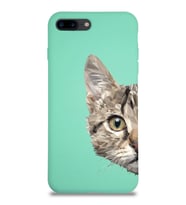 Apple iPhone 8 Plus Uyumlu Lansman Kılıf Catface Tasarımlı Altı Kapalı İçi Kadife Kaplı  Kapak (Şeffaf)