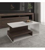 Vera Mini Orta Sehpa – Modern Tasarım, Fonksiyonel Raflı Yap (Beyaz - Ceviz)