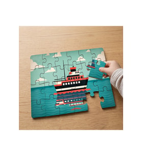 Denizde Gemi Tasarımlı 24 Parça Ahşap Çocuk Puzzle MPK0330