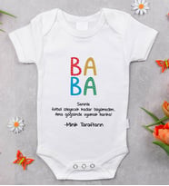 BK Kids İsimli Baba Tasarımlı Bebek Body Zıbın - Model 6, Babalar Günü Hediyesi, Yeni Doğan Hediyesi