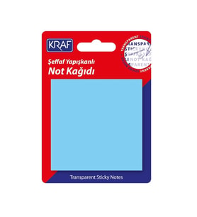 KRAF 7676TR YAPIŞKANLI NOT KAĞIDI 50yp.76x76mm. ŞEFFAF MAVİ