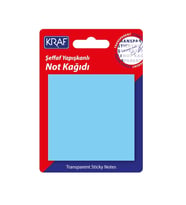 KRAF 7676TR YAPIŞKANLI NOT KAĞIDI 50yp.76x76mm. ŞEFFAF MAVİ