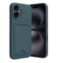 Newface Apple iPhone 16 Kılıf Kelvin Kartvizitli Silikon - Koyu Yeşil