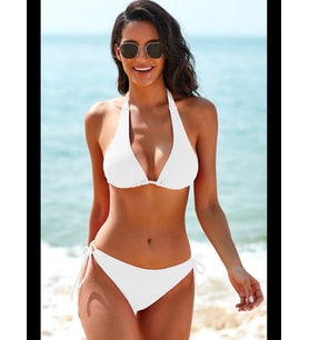 Fantezia Night Kadın Fuşya Belden, Boyundan Bağlamalı ve Ayarlanabilir Külotlu Üçgen Bikini Mayo Takımı