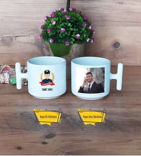 Erkek Polis Kupa Bardak T Fotoğraflı Polisler Günü Hediyesi