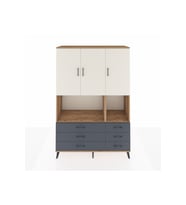 Hyperion Dolap 6 Raflı 6 Çekmeceli 3 Kapaklı 132x44x195 Çam-Aytaşı/Antrasit