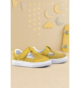 Rakerplus Bheem Hakiki Deri Sarı Cırtlı Bebek Sneaker Sandalet