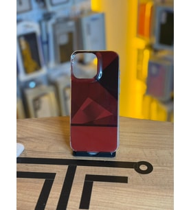 iPhone 16 Pro Max Uyumlu Kristal Görünümlü Geometrik Desenli Parlak Kılıf (Bordo)