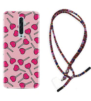 Oppo Reno 2Z 4 Lite 4 Pro 5 6 7 A31 Kılıf Boyun Asklı Rasta Silikon Heart Lollipop 1414