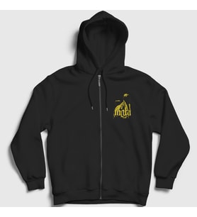 Presmono Unisex Siyah Band Mgla Fermuarlı Kapüşonlu Sweatshirt 375697tt