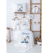 Pia Baby Premium İsmine Özel Yenidoğan Bebek Hastane Çıkışı Seti %100 Pamuk 5056-02 (Ekru)
