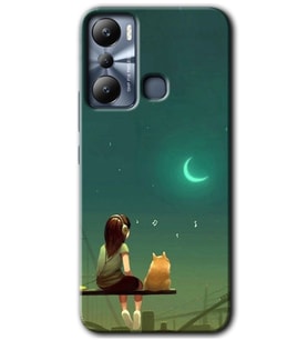 İnfinix Hot 20i Kılıf HD Desen Baskılı Kılıf - Kedili Kız