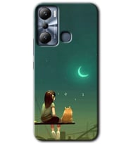 İnfinix Hot 20i Kılıf HD Desen Baskılı Kılıf - Kedili Kız