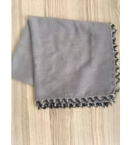 Gri Tek Renk İğne Oyalı Yazma