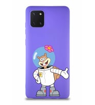 Samsung Galaxy A81 Soft Premier Kapak Sandy Tasarımlı Silikon Kılıf - Mor (Şeffaf)