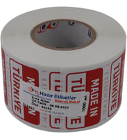 Lexroo Made in Türkiye Baskılı Kuşe Etiket 50mm X 30mm 1000 Adet