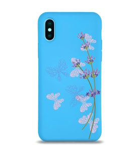 Apple iPhone XS Max  Lansman Kılıf Lavanta ve Kelebek Tasarımlı Altı Kapalı İçi Kadife Kaplı  Kapak (Şeffaf)