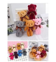 Çanta Süsü Aksesuarı Anahtarlık 6 Adet Peluş Ayıcık Set Mini Yumoş Karışık Renk Çanta Süsü 11 cm