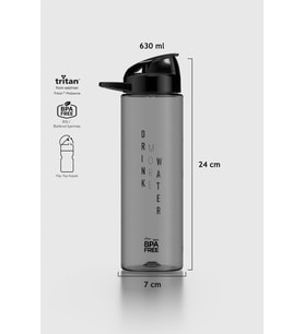 Renga Lidya Yazı Desenli 630 ml Tritan Matara 912033 Fuşya (Siyah)