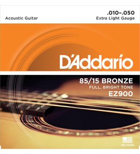 D'Addario EZ900 85/15 Bronze Akustik Gitar Tel Seti - 10-50 Extra Light (Profesyonel)  Parlak ve Sıcak Ton Dengesi, Yumuşak Çalım Hissiyatı ve Dayanıklı Amerikan Çelik Çekirdek