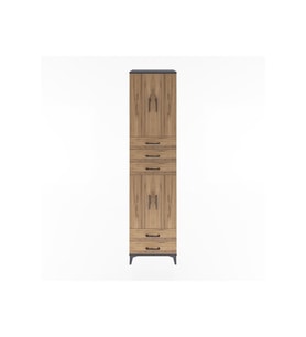 Hyperion Dolap 4 Raflı 5 Çekmeceli 4 Kapaklı 60x44x243 Antrasit-Çam