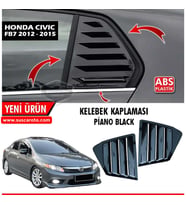 Honda Civic FB7 2012-2016 Uyumlu Kelebek Cam Izgarası Kelebek Cam Vizörü Havalandırma Parlak Siyah