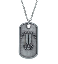BTS Army Künye Erkek Kadın Kolye Antik Gümüş Kaplama - 60 cm Düz Zincir
