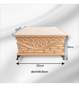 Ahşap- Ham Mdf- Desenli-takı-makyaj-aksesuar-çok Amaçlı- Ayaklı Kare Dekoratif Kutu