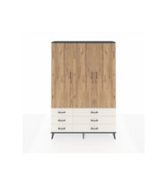 Arges Dolap 5 Raflı 6 Çekmeceli Tek Askılı 132x30x195 Antrasit-Çam/Aytaşı