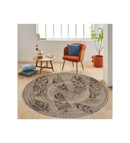 Eliana Home Baskılı, Yıkanabilir Kaymaz Taban Yuvarlak Halı LNA7067-SD352 120x120 cm (Kahverengi)